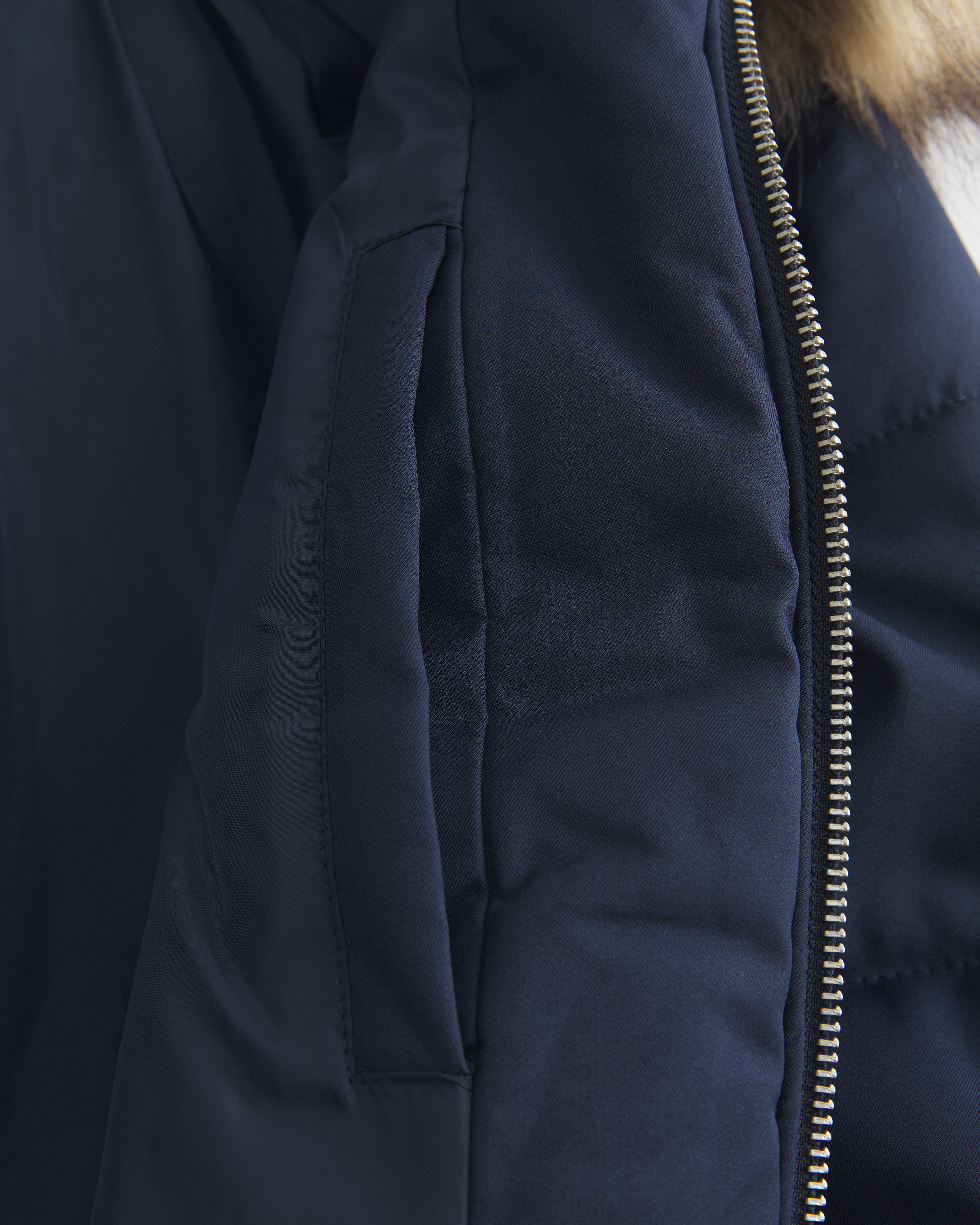 Hollister Faux Fur Trim Puffer Bomber Jacket