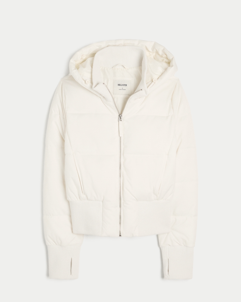 Faux Fur Trim Puffer Bomber Jacket