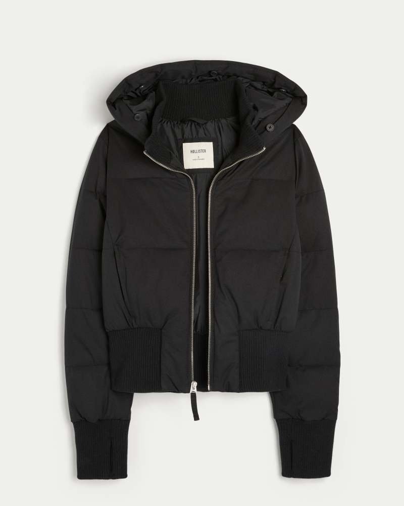 Faux Fur Trim Puffer Bomber Jacket