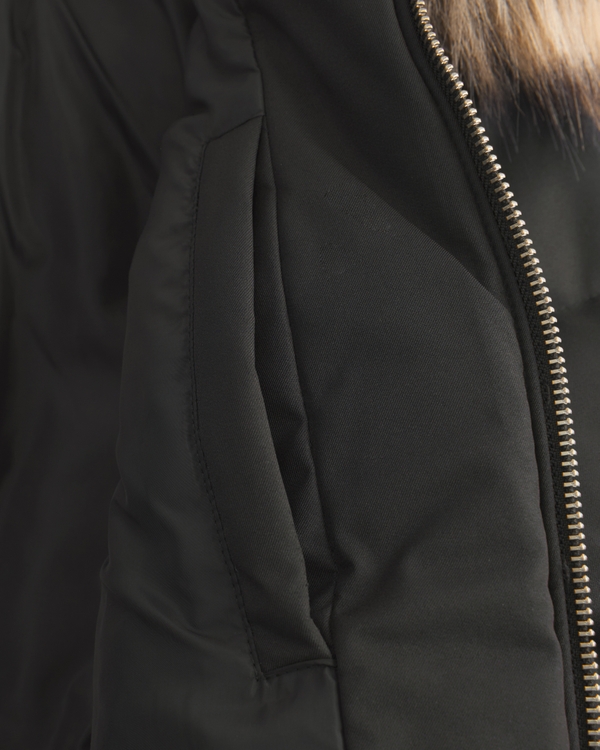 Faux Fur Trim Puffer Bomber Jacket