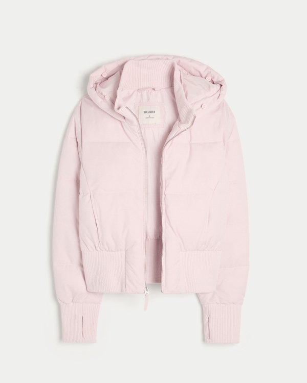 Faux Fur Trim Puffer Bomber Jacket