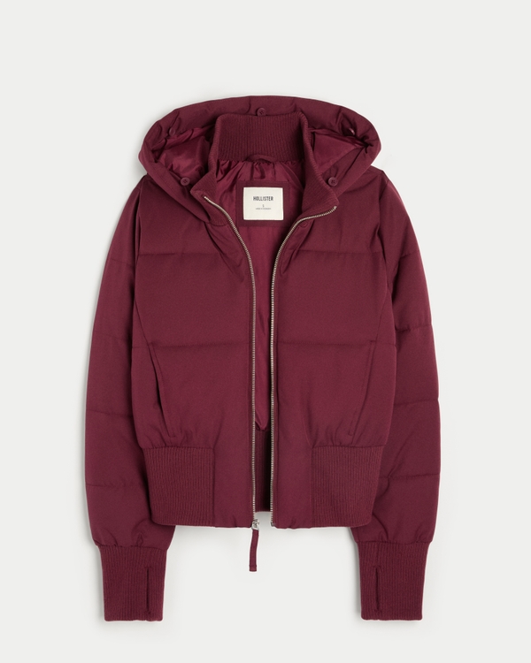 Faux Fur Trim Puffer Bomber Jacket