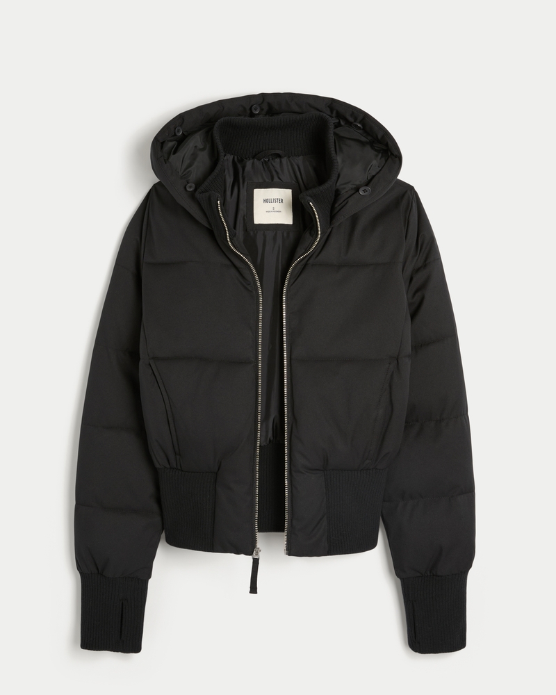 Faux Fur Trim Puffer Bomber Jacket