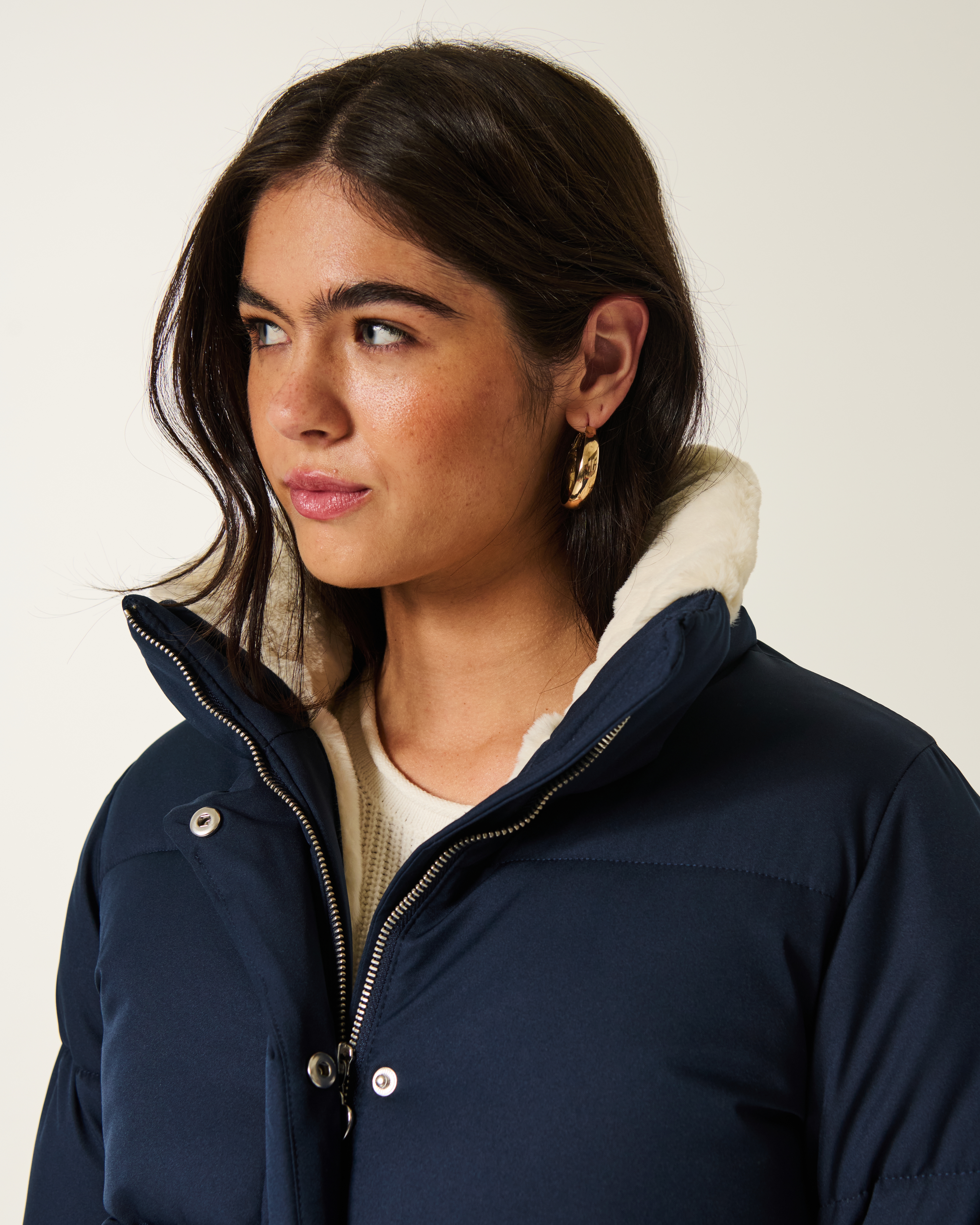 Hollister Faux Fur-lined All-weather Puffer Jacket