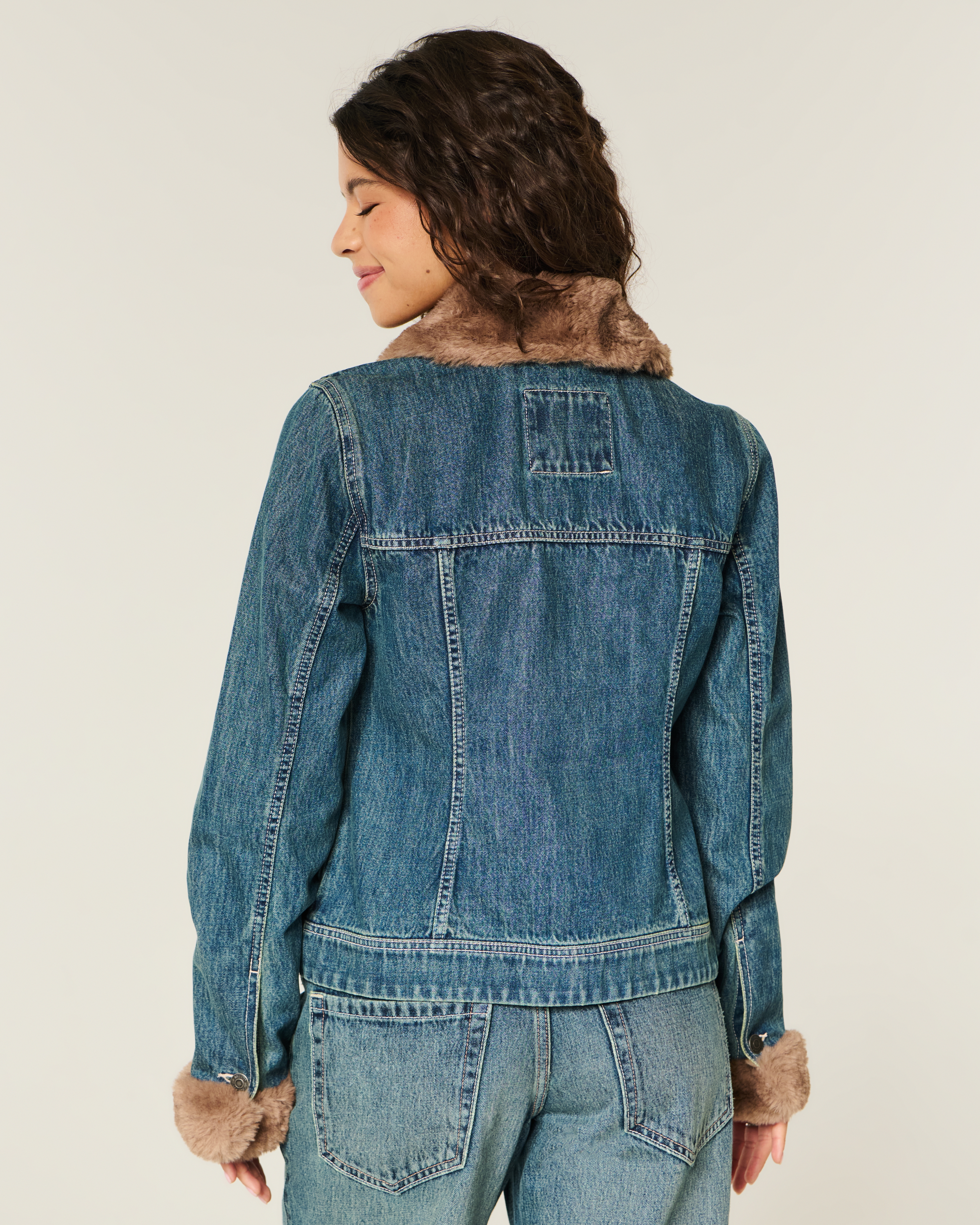 Faux Fur Trim Denim Jacket