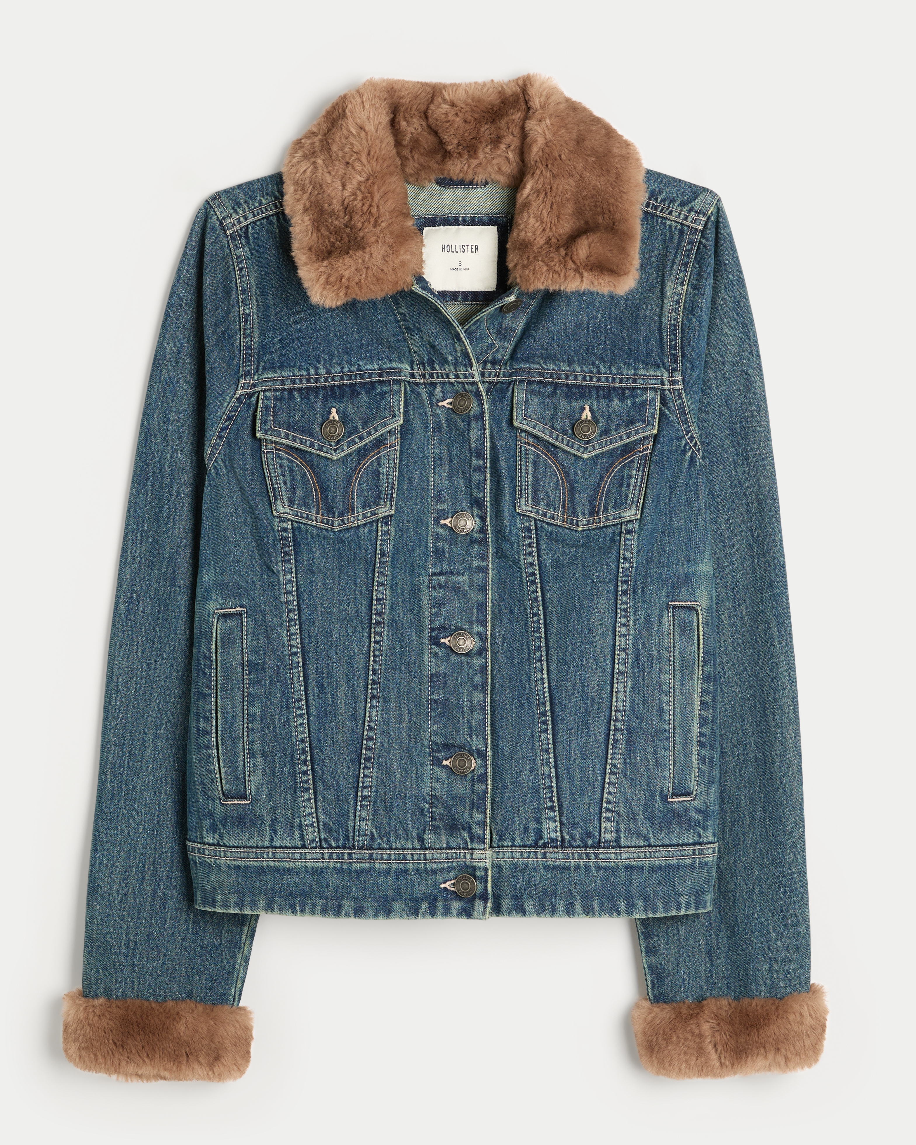Faux Fur Trim Denim Jacket