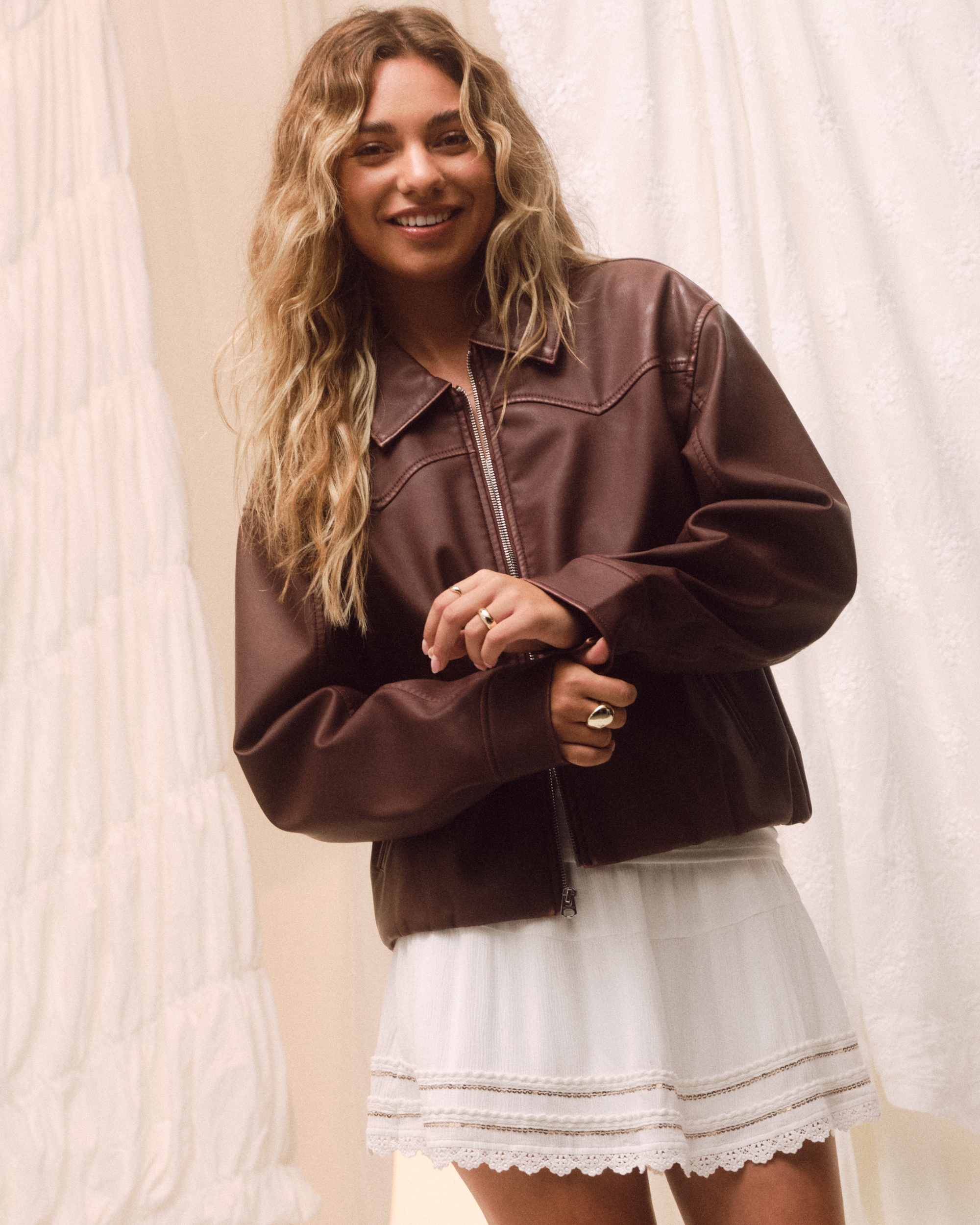 Vegan Leather Zip-Up Jacket