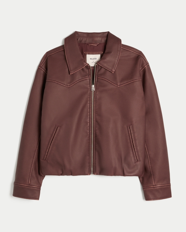 Women's Vegan Leather Zip-Up Jacket | Women's Clearance