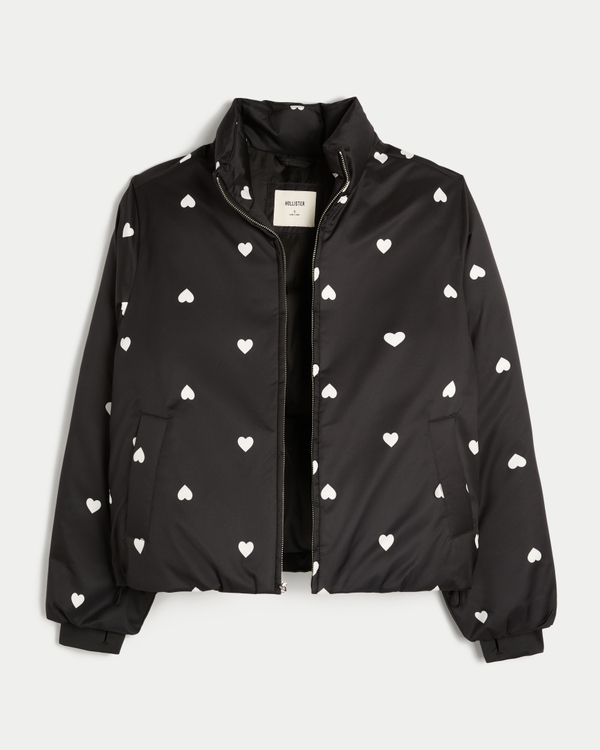 Zip-Up Pattern Puffer Jacket