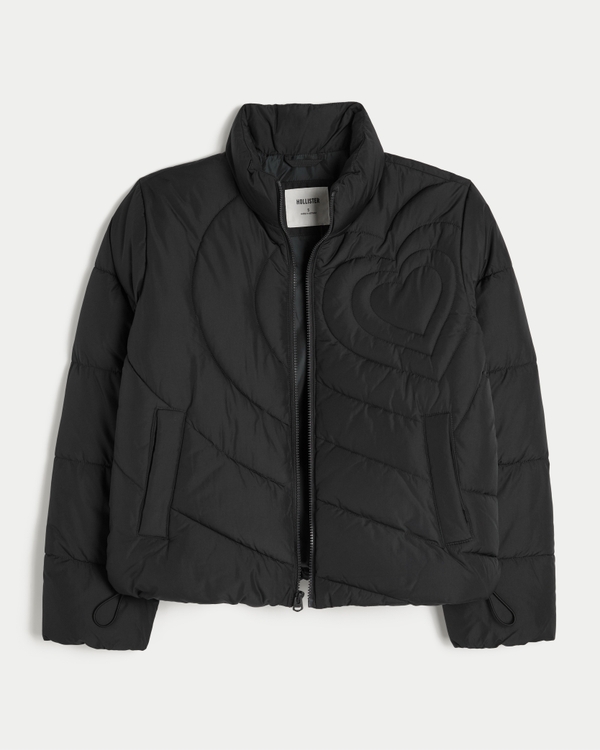 Women's Quilted Heart Zip-Up Puffer Jacket | Women's Clearance