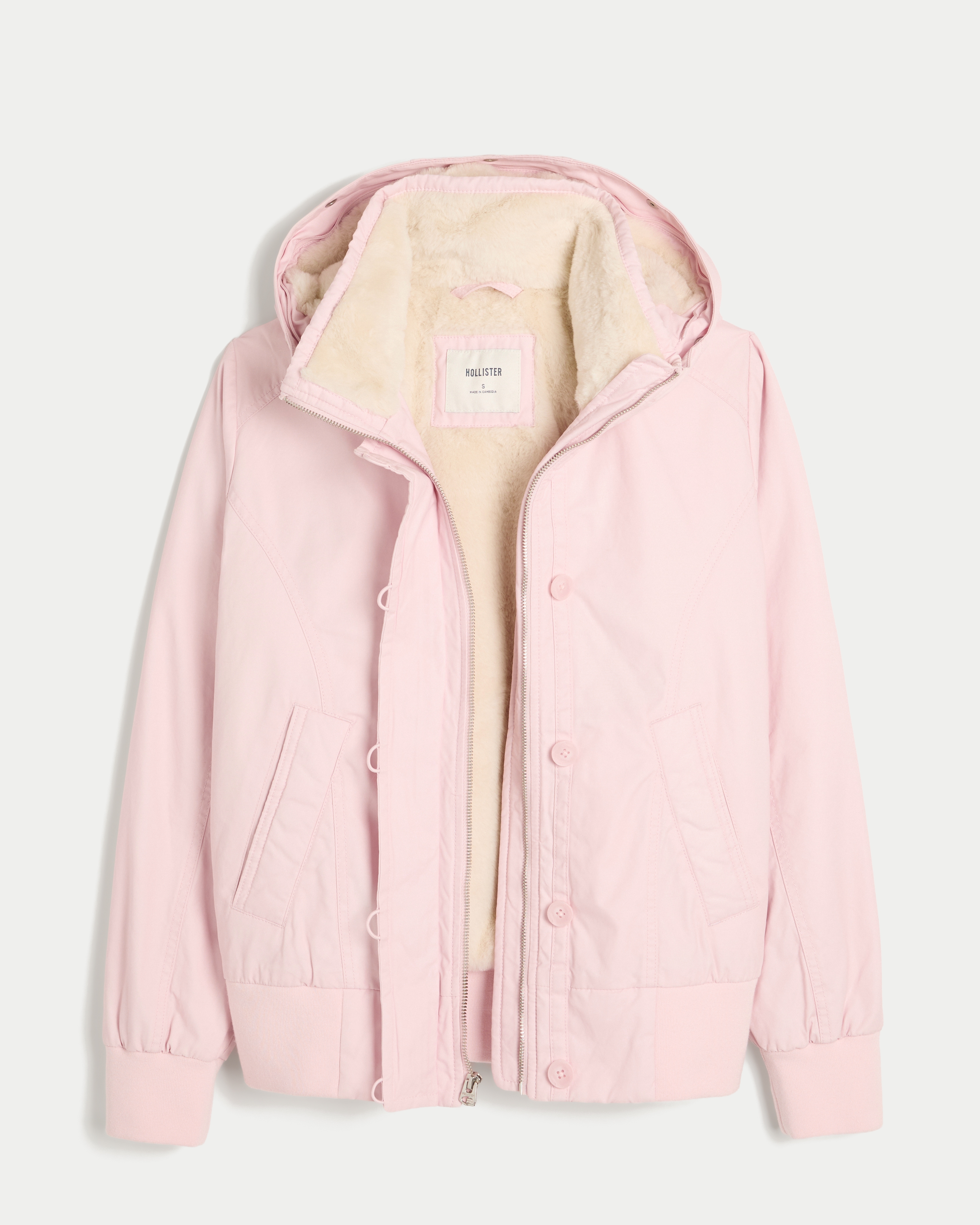 Faux Fur-Lined Bomber Jacket