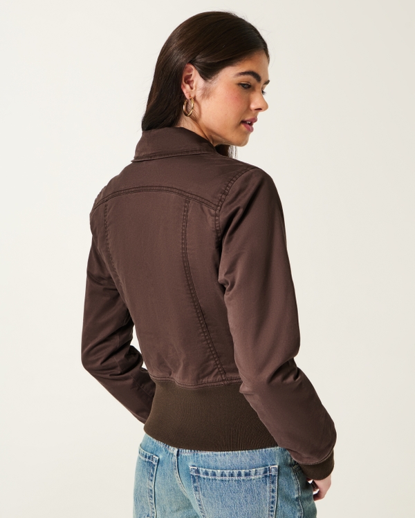 Women's Twill Zip-Up Jacket | Women's Clearance | HollisterCo.com