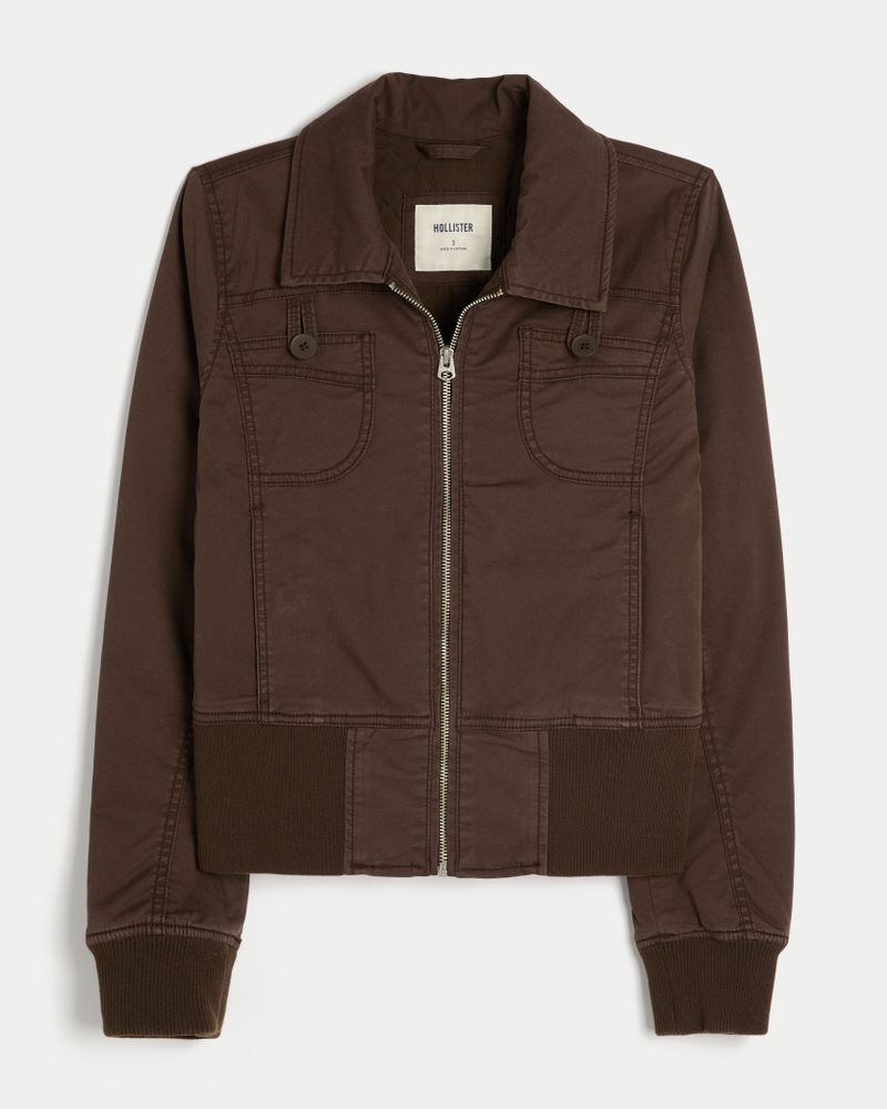 Y2K ホリスター Hollister Twill Zip-Up jacket Women's Twill Zip-Up Jacket | Women's Clearance | HollisterCo.com