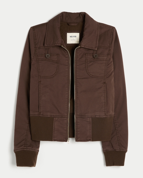 Y2K ホリスター Hollister Twill Zip-Up jacket Women's Twill Zip-Up Jacket | Women's Clearance | HollisterCo.com