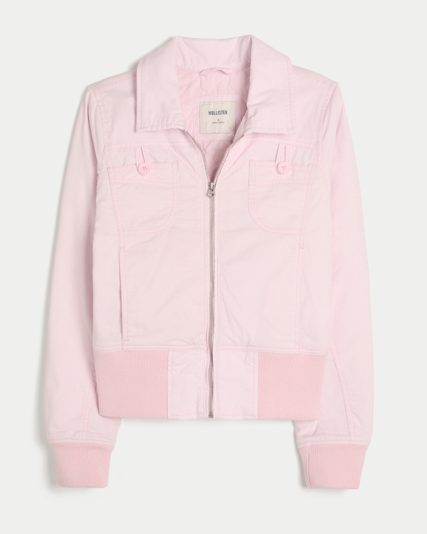 Women's Twill Zip-Up Jacket | Women's Clearance | HollisterCo.com