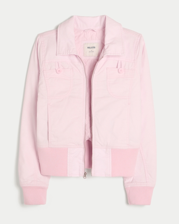 Women's Twill Zip-Up Jacket | Women's Clearance | HollisterCo.com