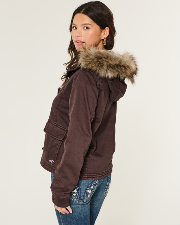 Faux Fur Trim Bomber Jacket