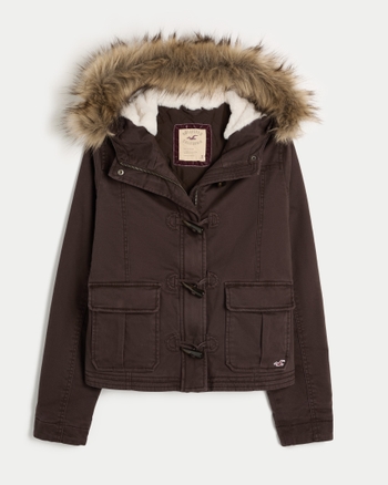 Women's Faux Fur Trim Bomber Jacket | Women's Jackets & Coats | HollisterCo.ca