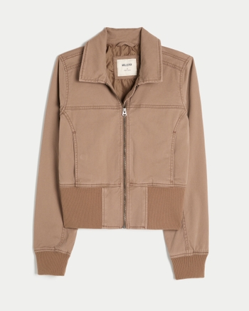 Hollister Women's Twill Zip-Up Bomber Jacket | Women's New Arrivals | HollisterCo.com