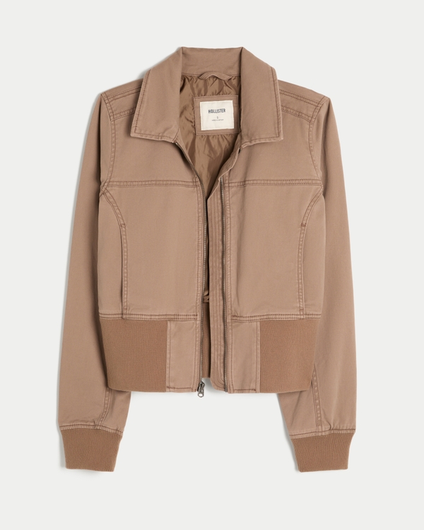 Women's Twill Zip-Up Bomber Jacket | Women's Jackets & Coats