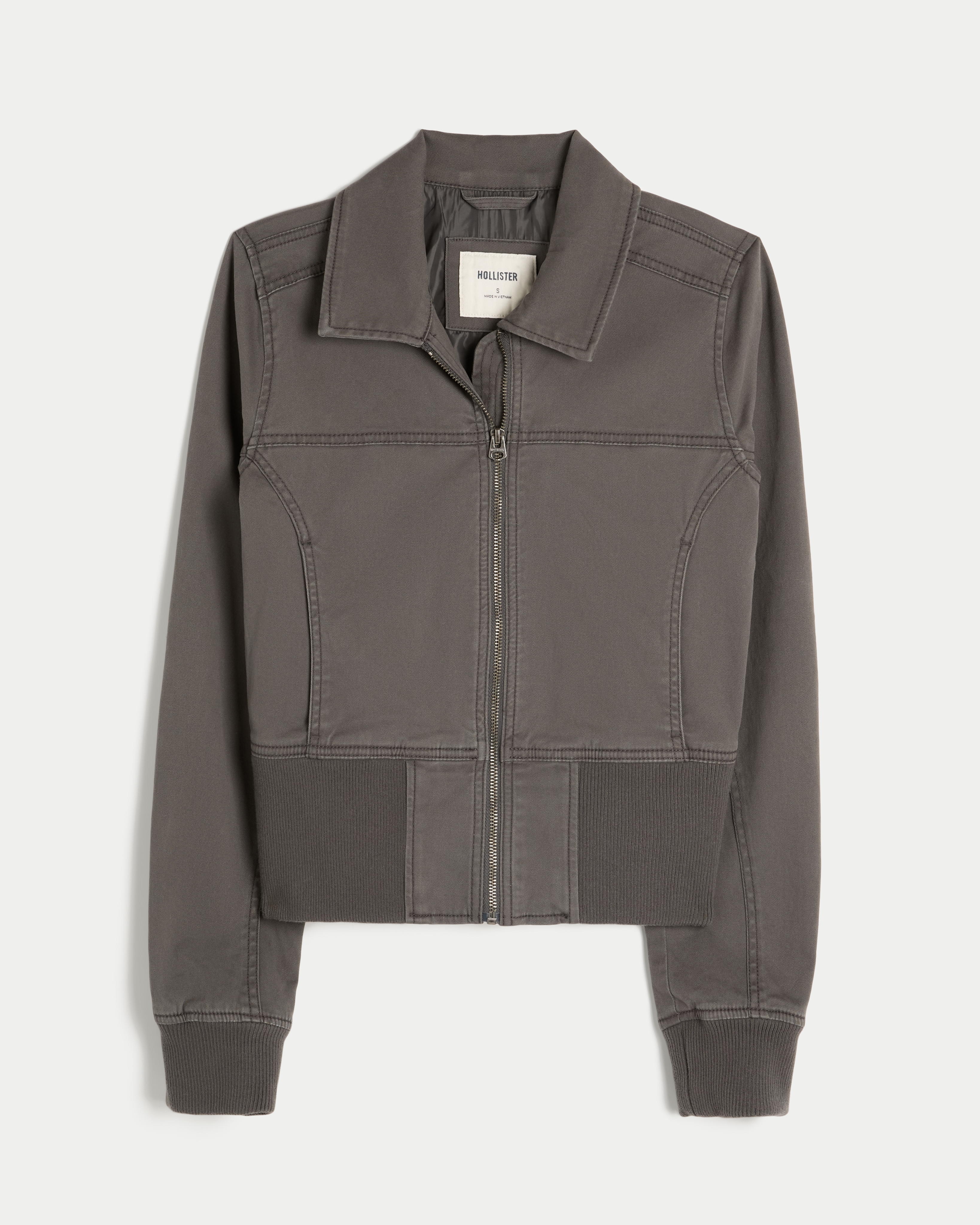 Twill Zip-Up Bomber Jacket