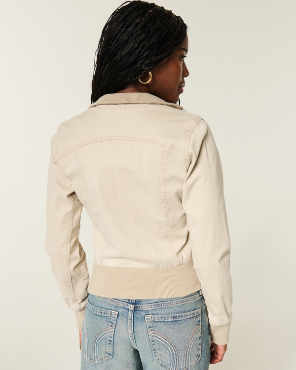 Zip-Up Twill Jacket, Cashew view 2