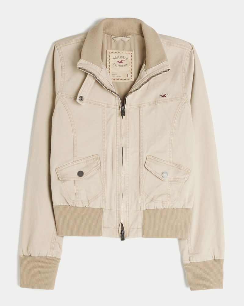 Women's Zip-Up Twill Jacket | Women's Sale | HollisterCo.com