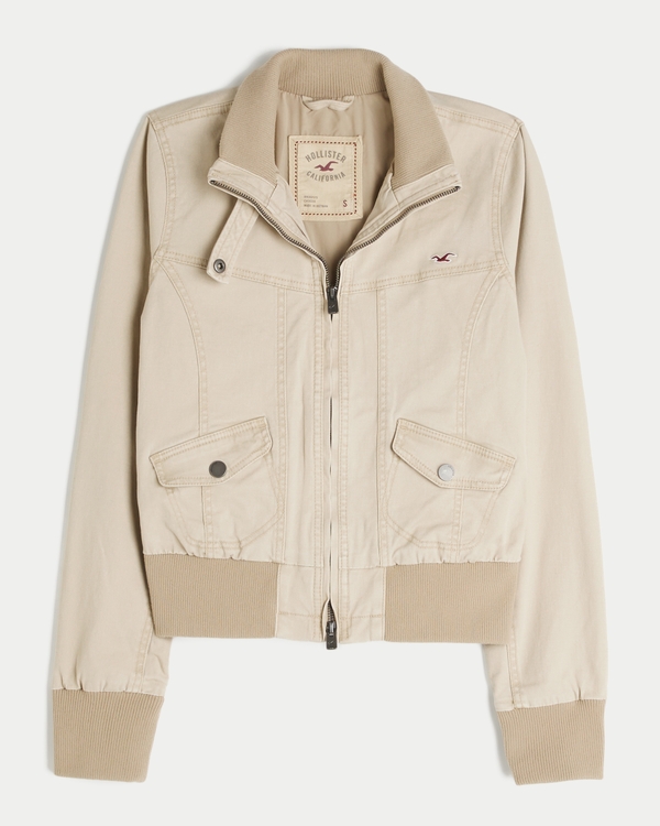 Women's Zip-Up Twill Jacket | Women's Jackets & Coats