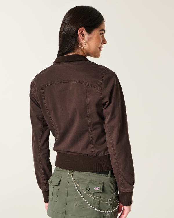 Zip-Up Twill Jacket, Espresso view 2