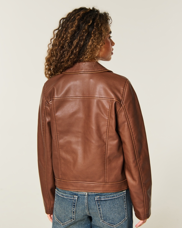 Faux Leather Jacket, Caramel view 2