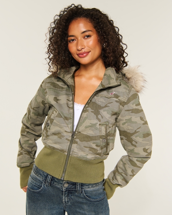 Hollister Peyton Twill Jacket, Green Camo view 1