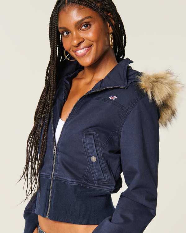 Hollister Peyton Twill Jacket, Navy view 2