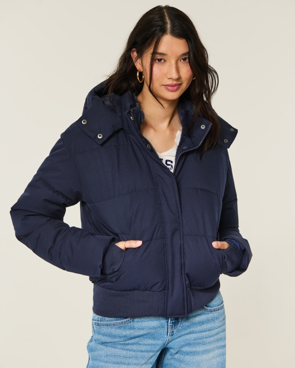 Hollister Feel Good Puffer Jacket, Navy view 1