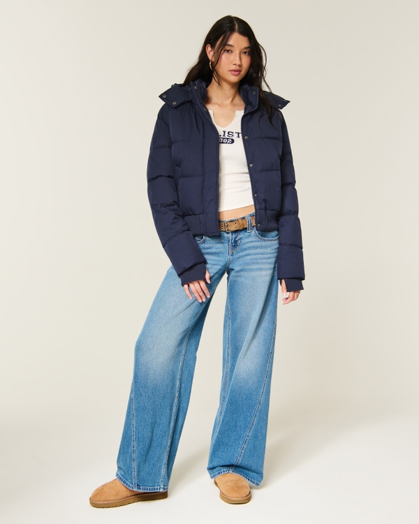 Hollister Feel Good Puffer Jacket, Navy view 2