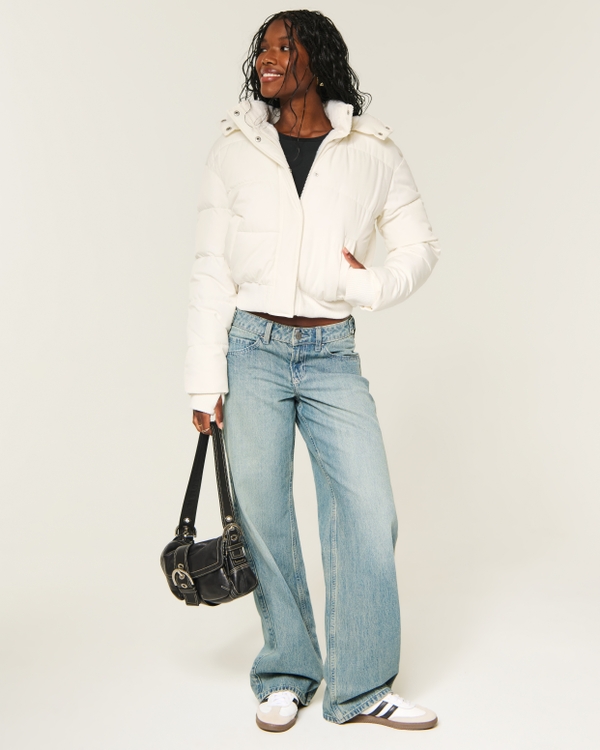 Hollister Feel Good Puffer Jacket, White view 2