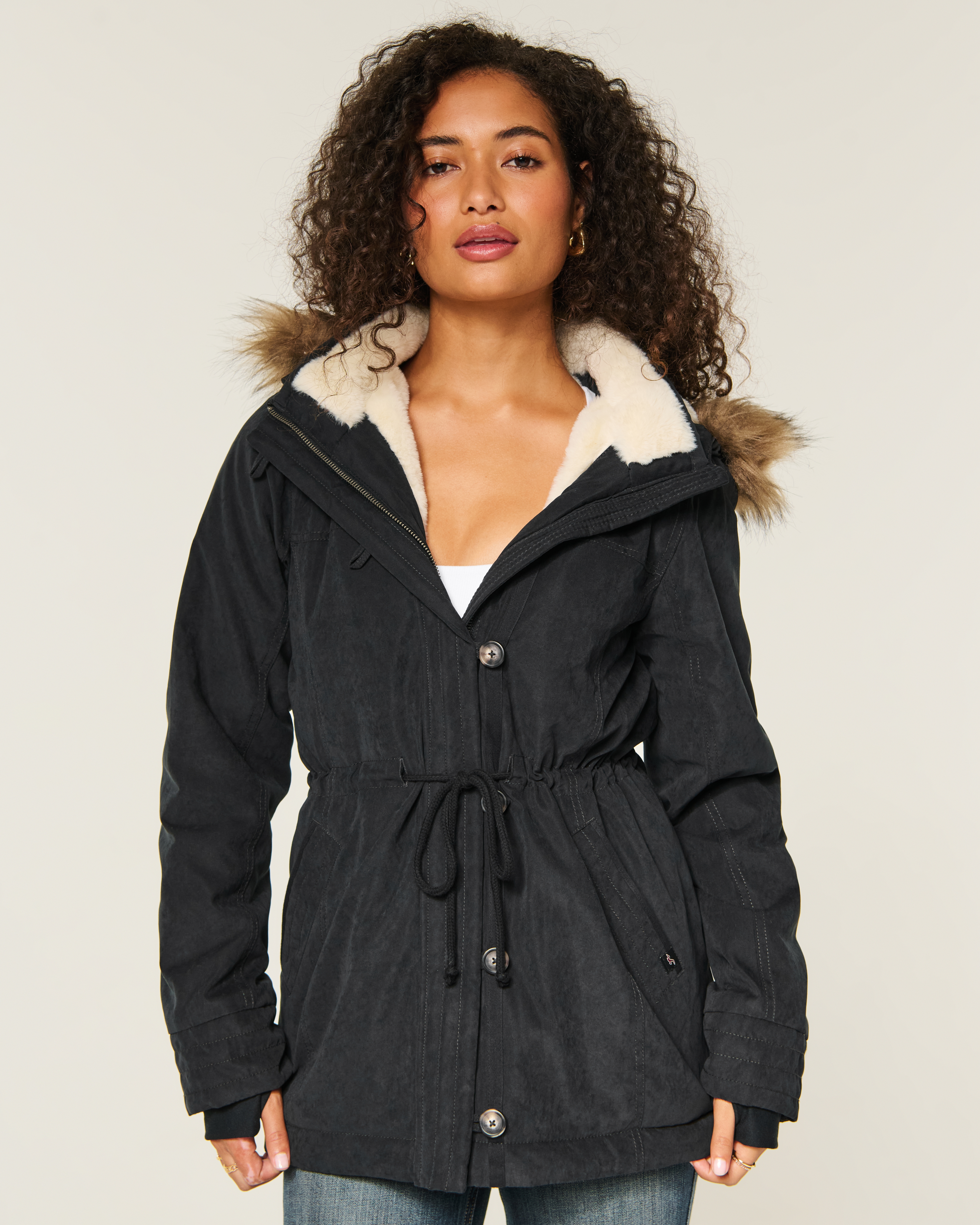 Hollister Faux Fur-lined Parka In Brown