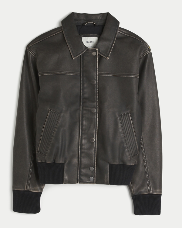 Hollister Faux Leather Bomber Jacket