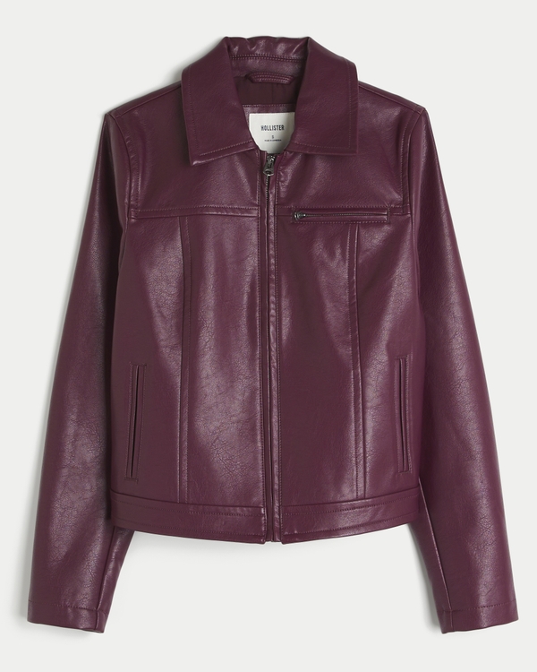 Hollister Faux Leather Zip-Up Jacket