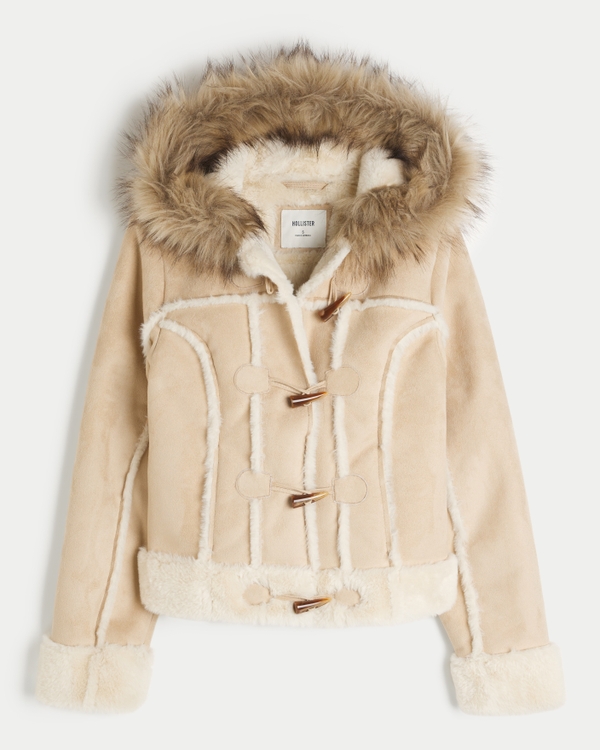 Women's Hooded Faux Shearling Jacket | Women's Jackets & Coats