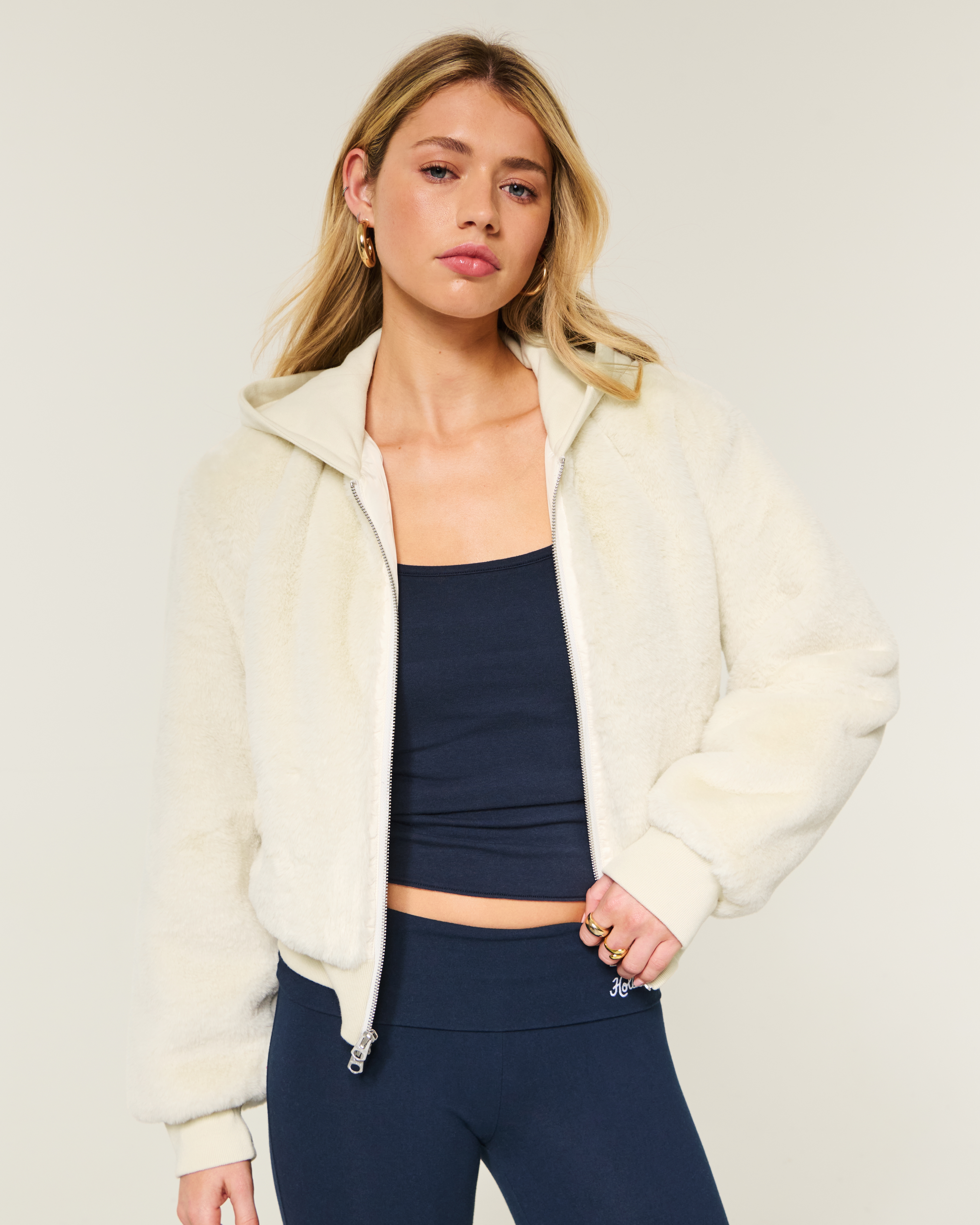Hooded Faux Fur Jacket
