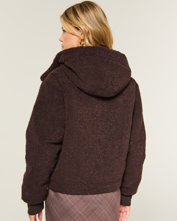 Sherpa Zip-Up Jacket, Dark Brown view 2