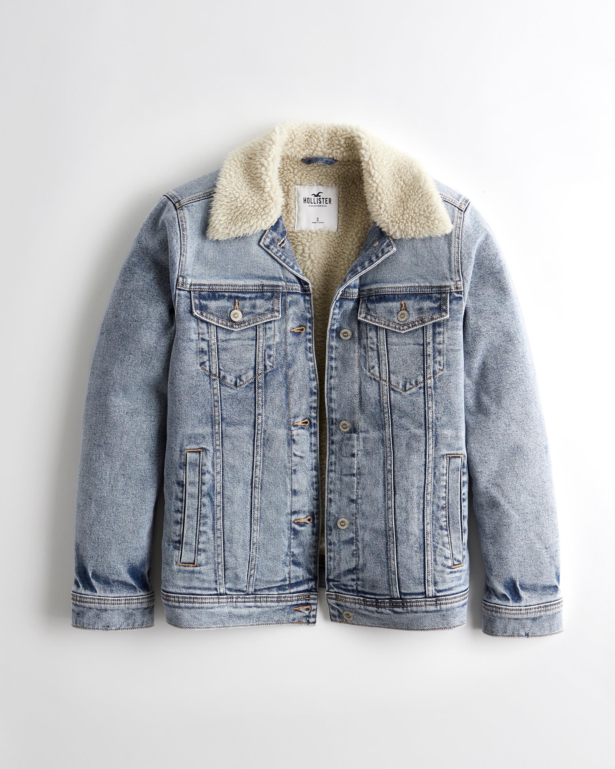hollister sherpa lined denim jacket