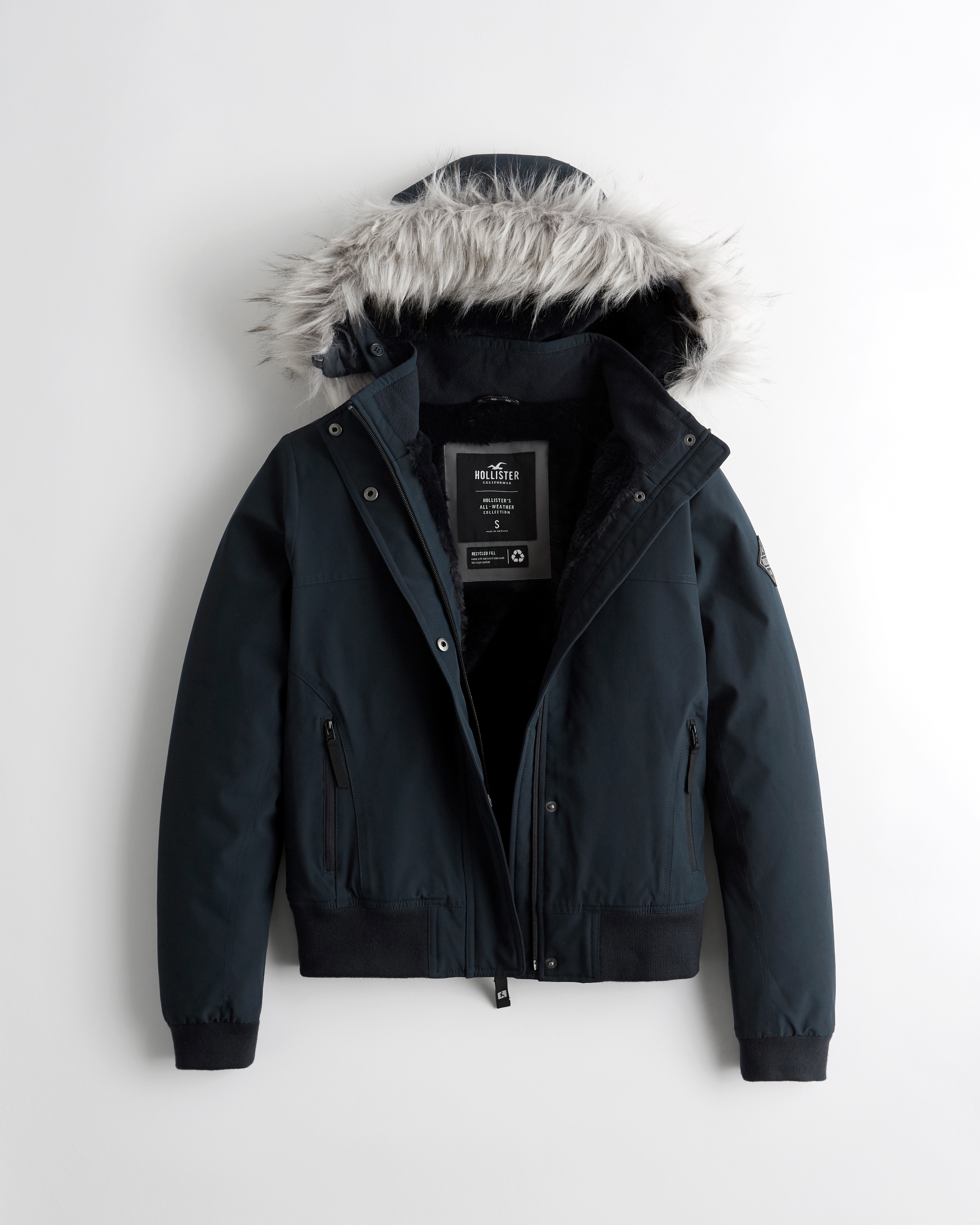 hollister jacket with fur hood