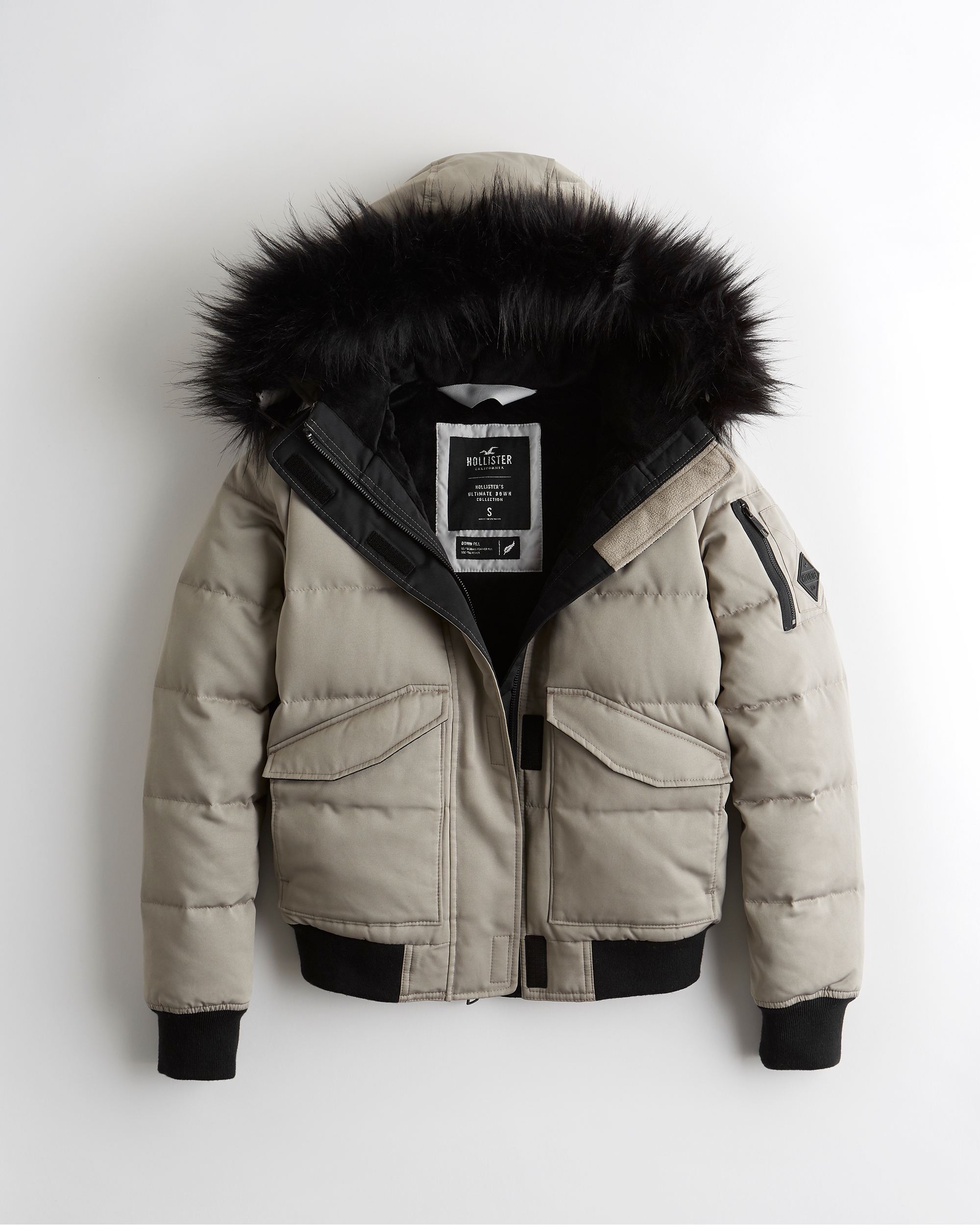 hollister coat fur hood