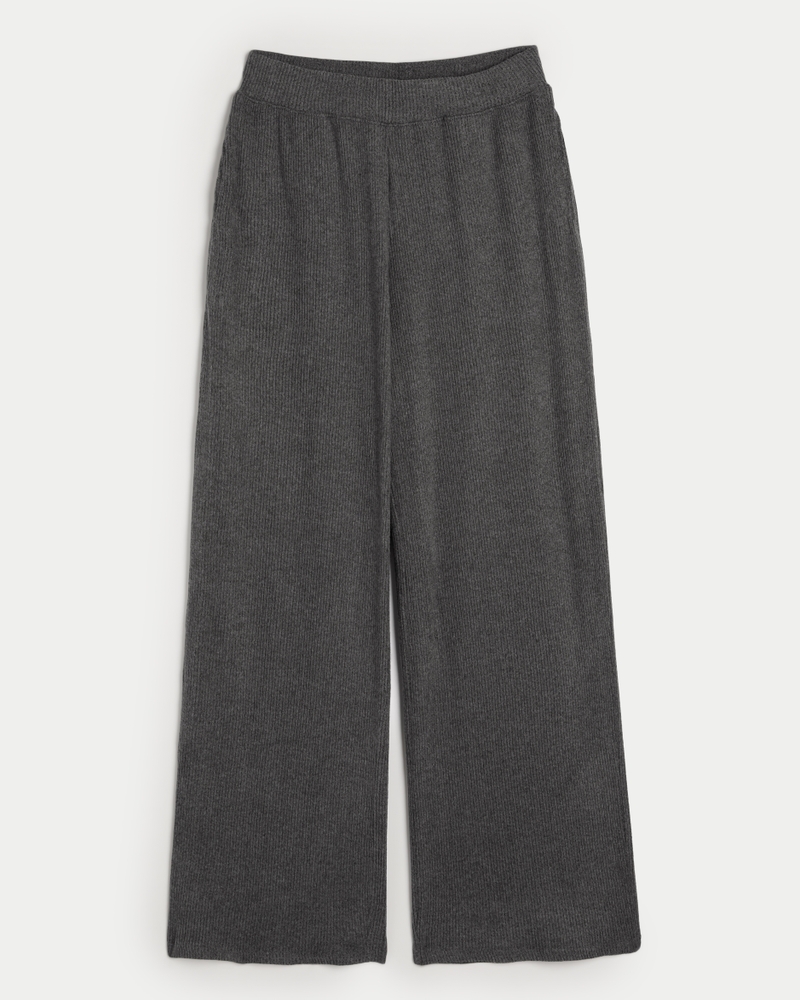 Cozy Ribbed Wide-Leg Pants