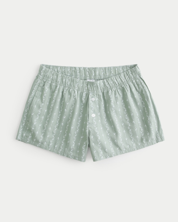 Oxford Cotton Sleep Boxer Shorts, Eucalyptus Green view 1
