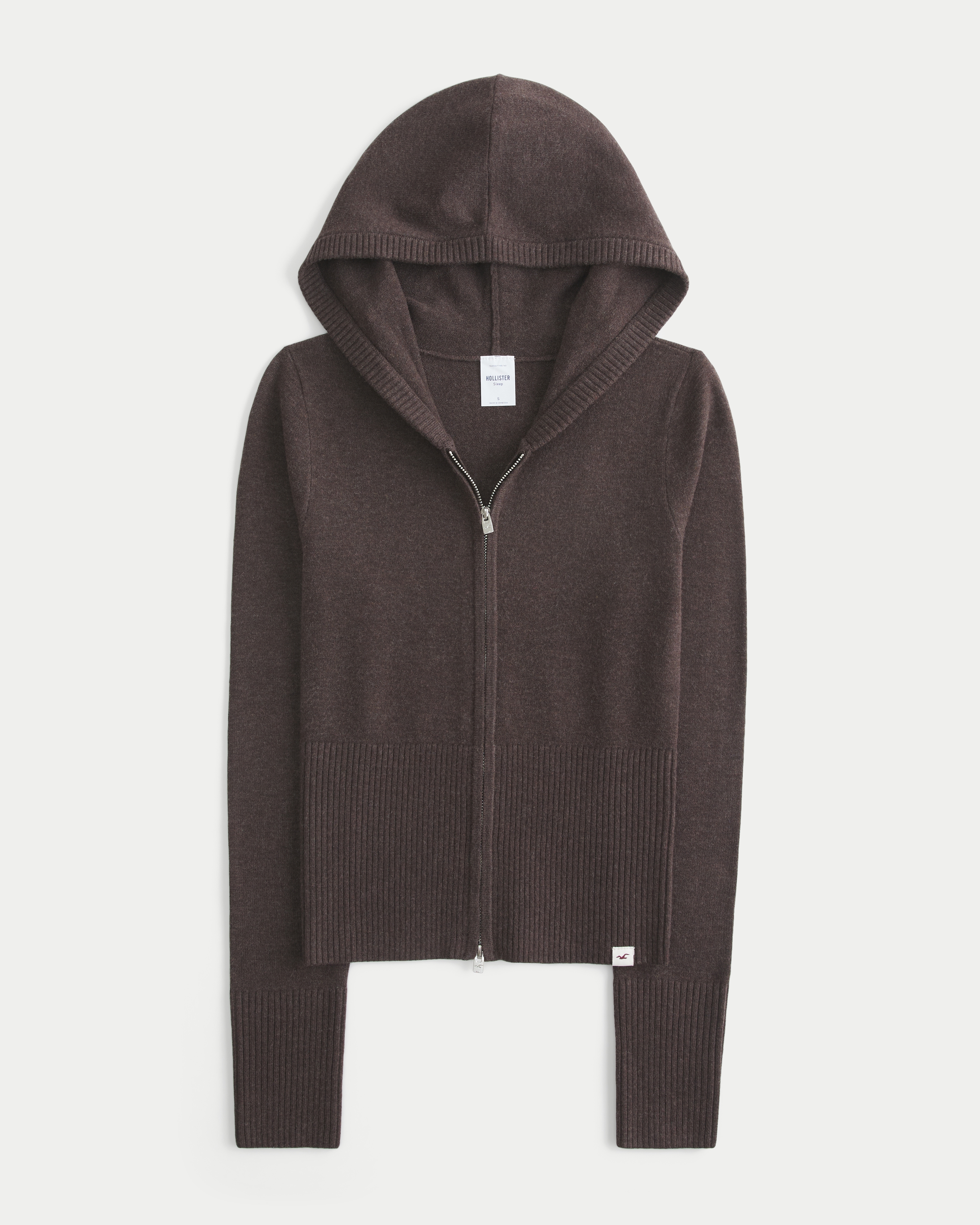 Sweater-Knit Zip-Up Hoodie
