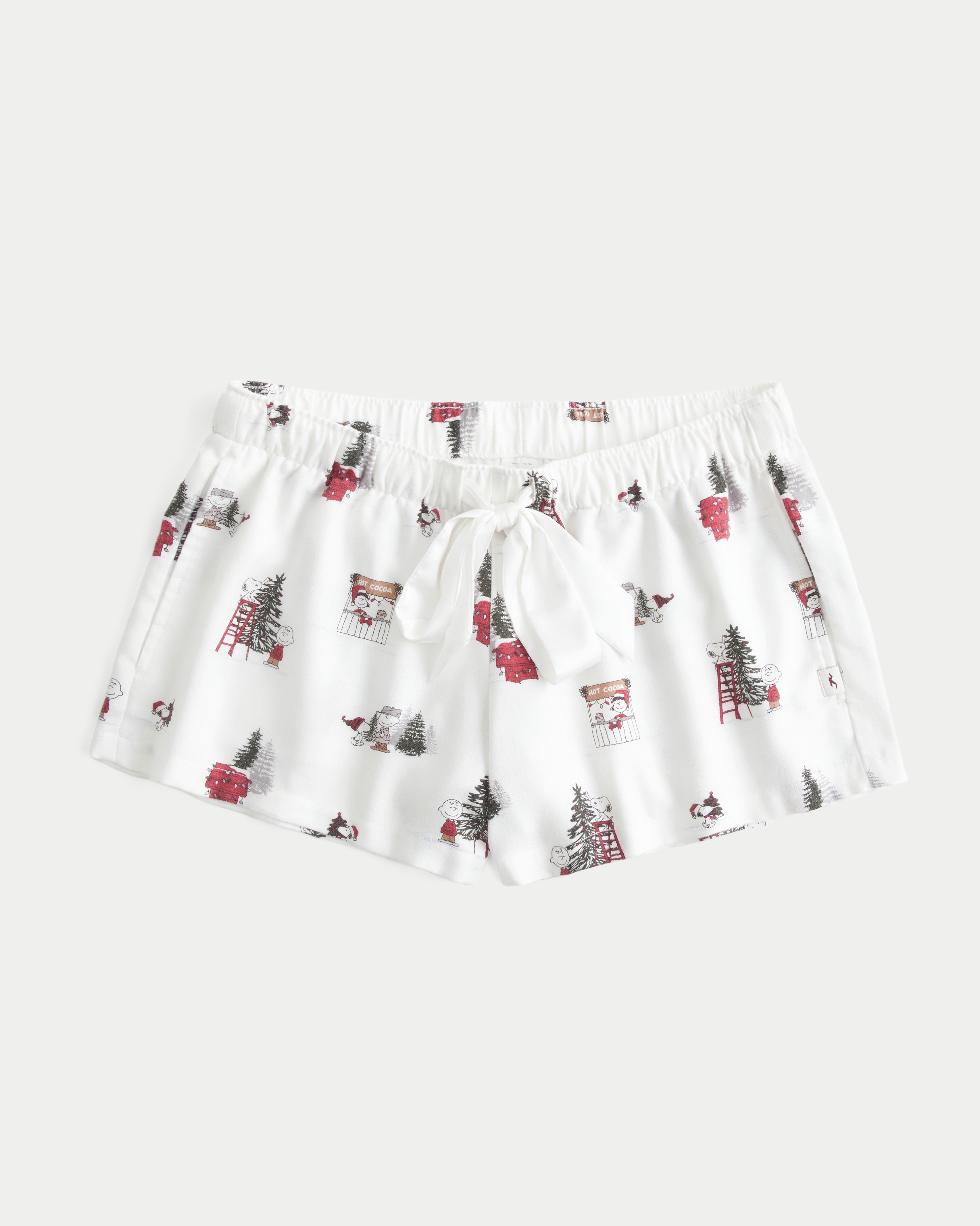 Snoopy Graphic Satin Tie Flannel Shorts