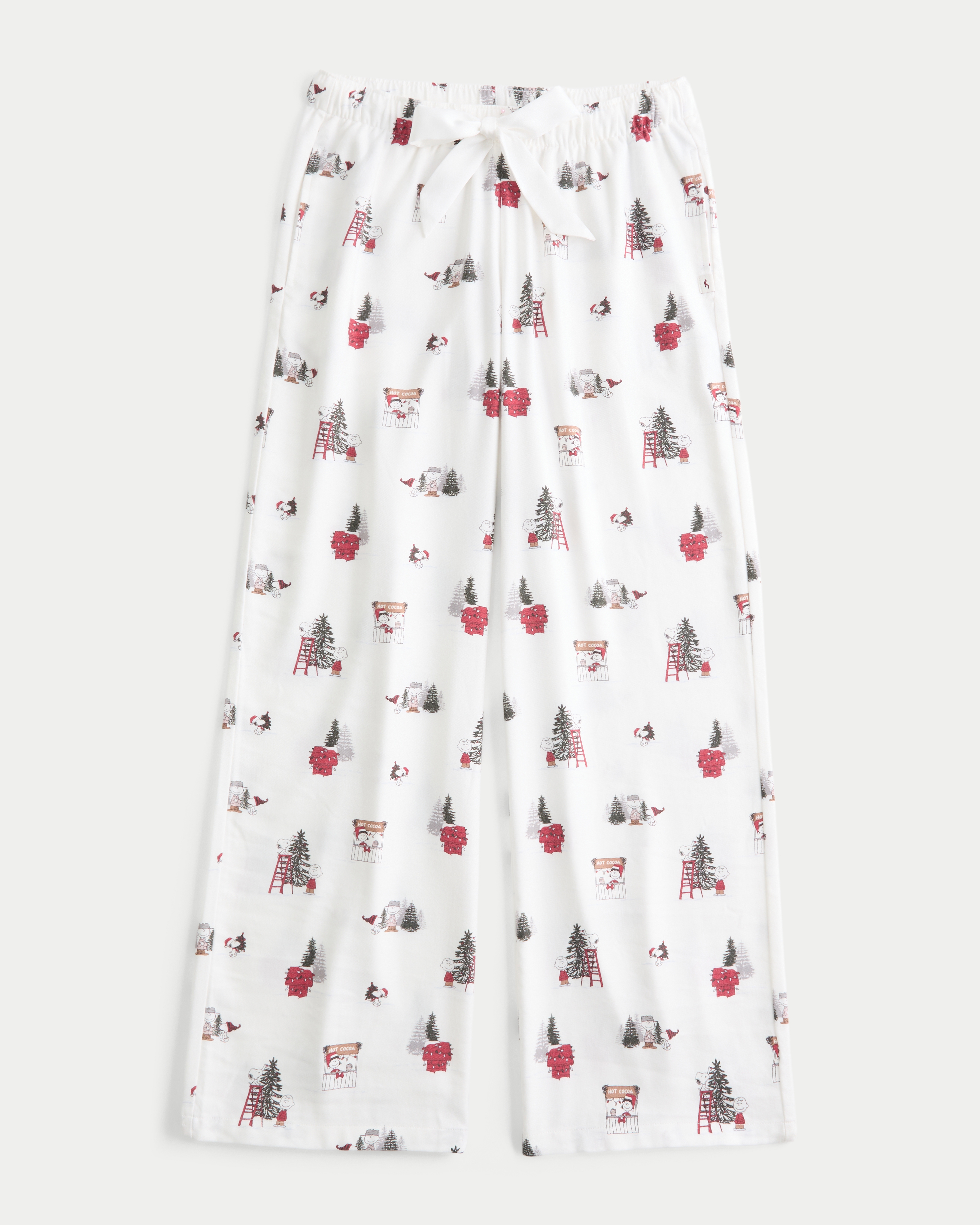 Snoopy Graphic Satin Tie Flannel Pants