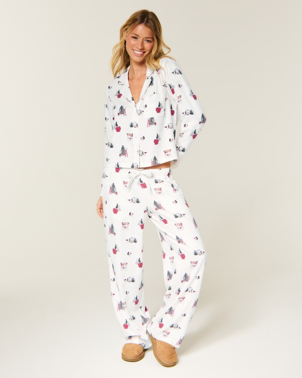 Easy Snoopy Graphic Long-Sleeve Flannel Shirt, White Pattern view 2